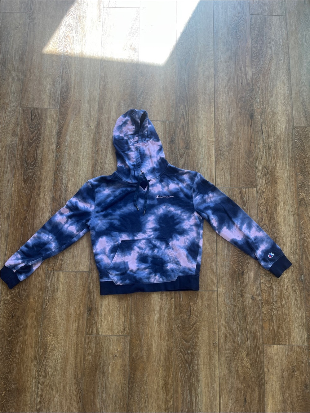 Champion Tie-Dye Navy and Pink Hoodie